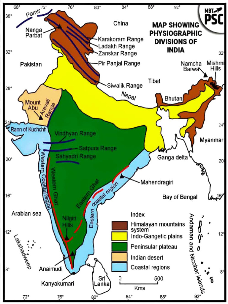 Physiographic Map of India | PDF | Himalayas