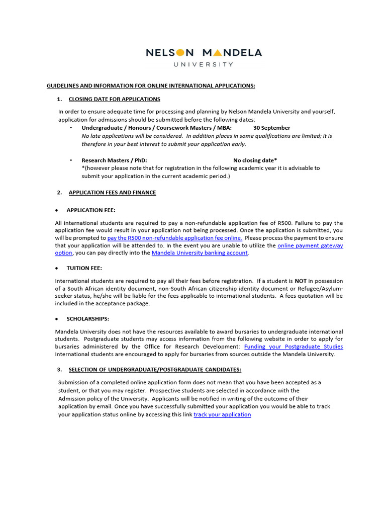 NMU Postgraduate Application Guidelines | PDF | Postgraduate Education ...