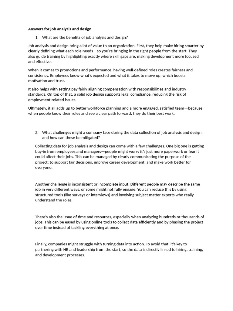 02 Questions For Job Analysis and Design | PDF