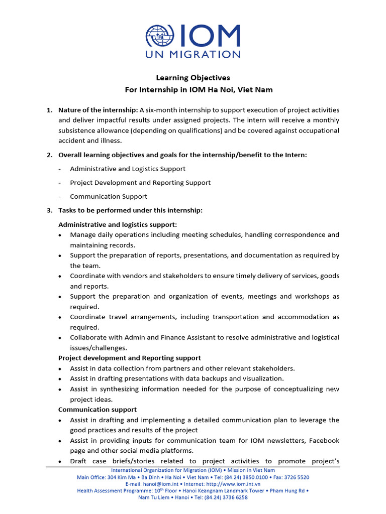 Vn202518a Learning Objectives Intern | PDF | Communication