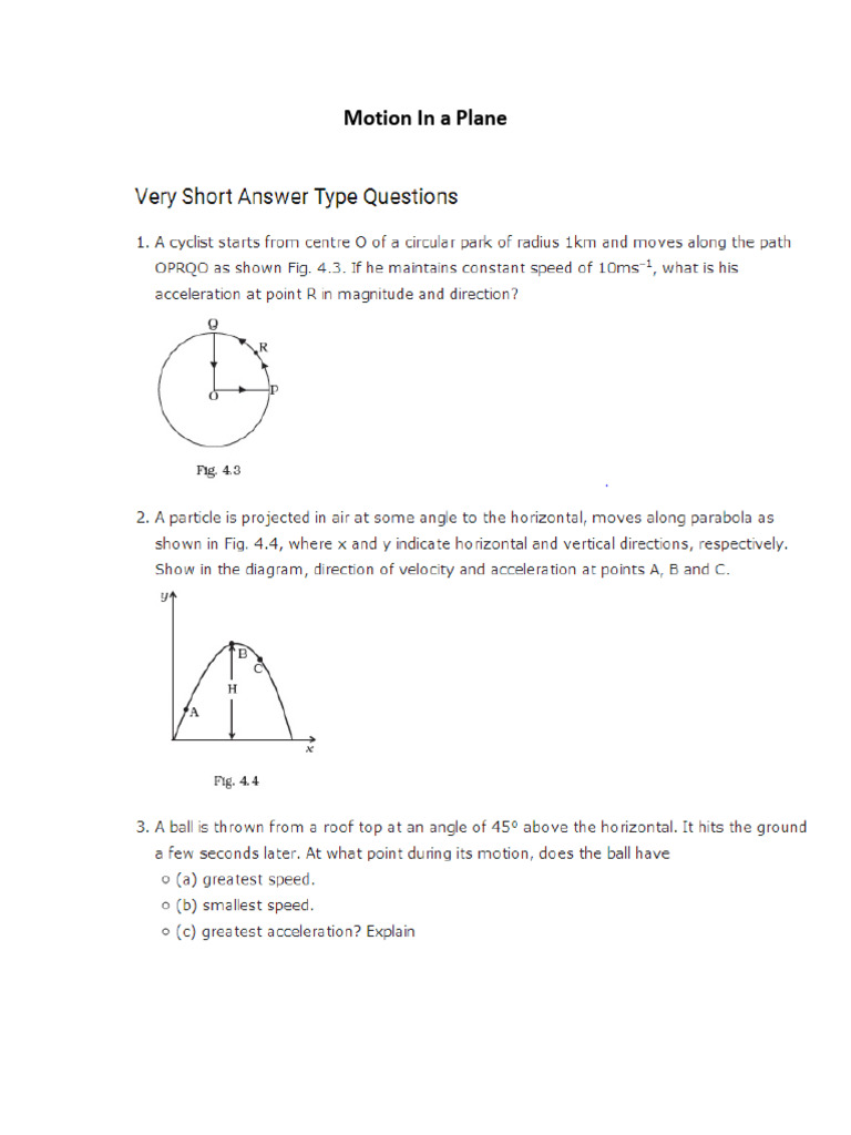 Motion in A Plane | PDF