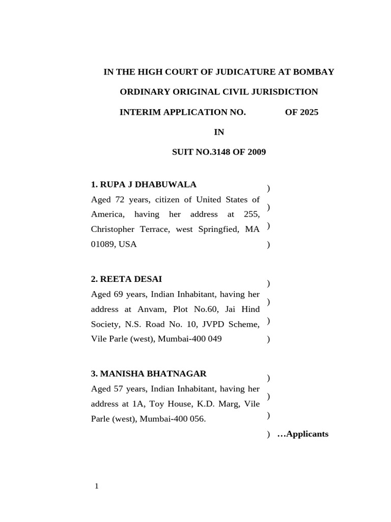 Interim Application for Impleadment in Suit | PDF | Lawsuit | Probate