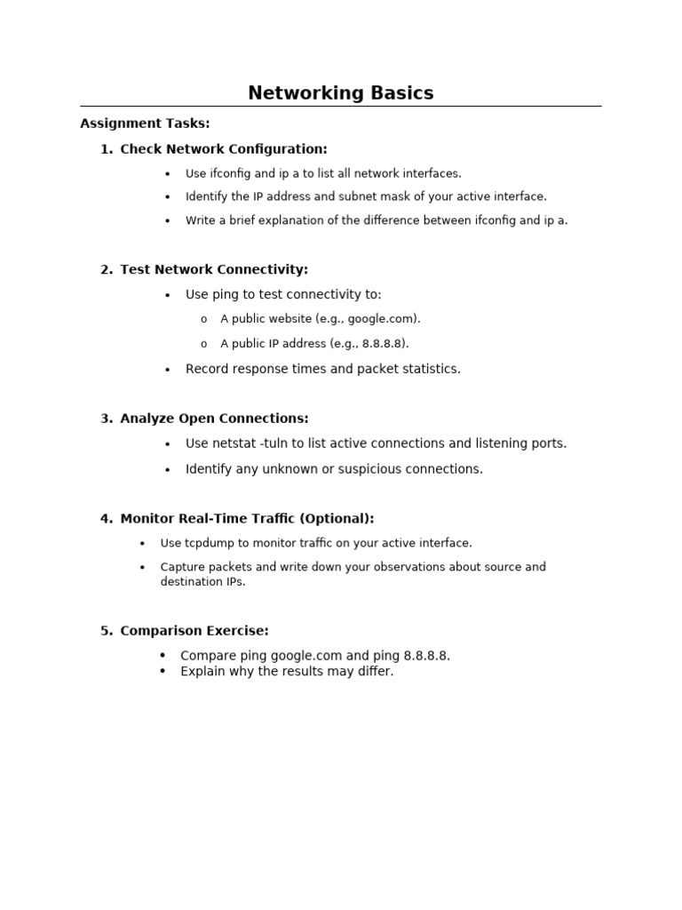 Networking Basics Assignment Guide | PDF