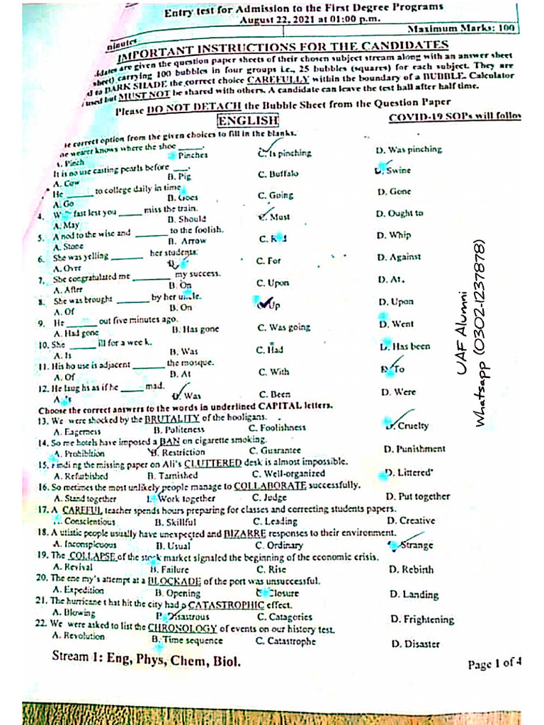 Past Test Papers | PDF