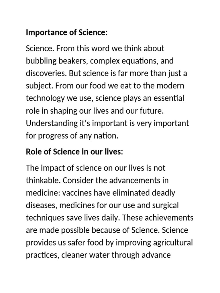 Importance of Science | PDF