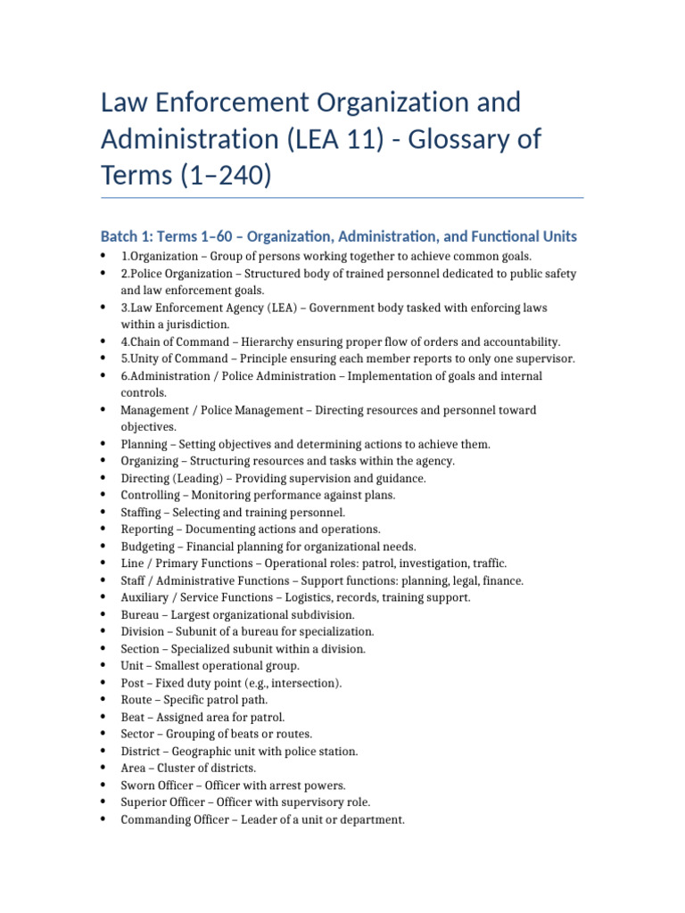 Law Enforcement Terms Glossary LEA 11 | PDF | Police | Law Enforcement ...