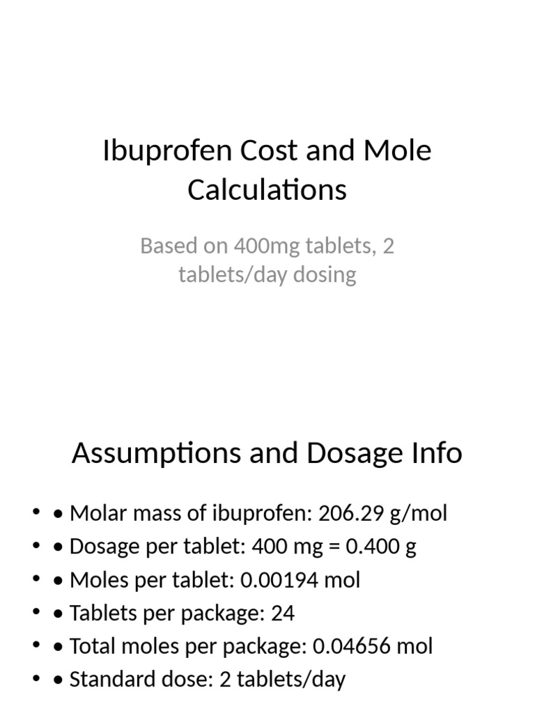 Ibuprofen Cost Comparison Presentation | PDF