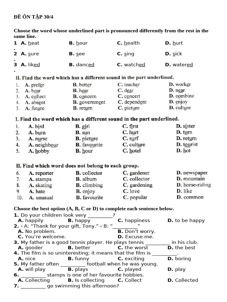 30/4 Exam Review: Vocabulary & Grammar | PDF | Chess Openings | Chess