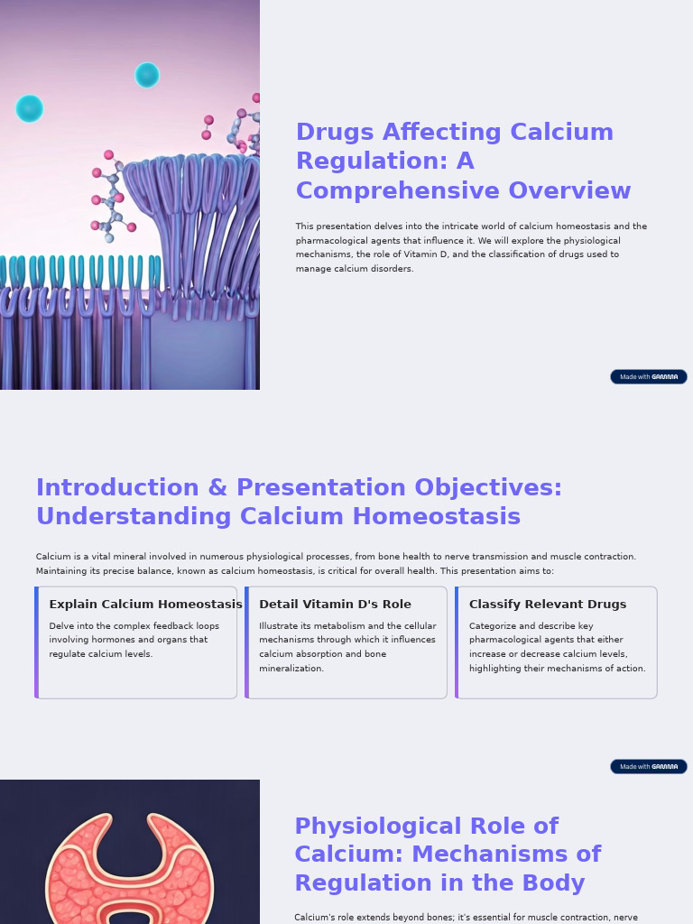 Calcium Regulation Drugs Overview | PDF | Vitamin D | Homeostasis