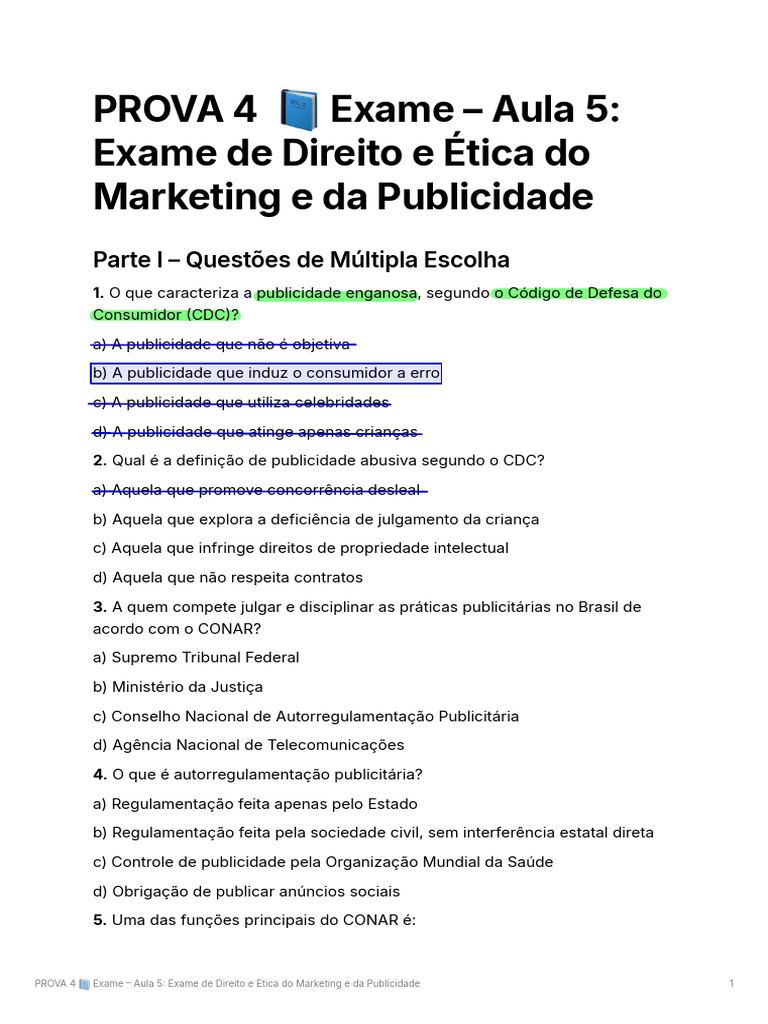 Ética e Direito na Publicidade: Prova 4 | PDF | Publicidade | Marketing