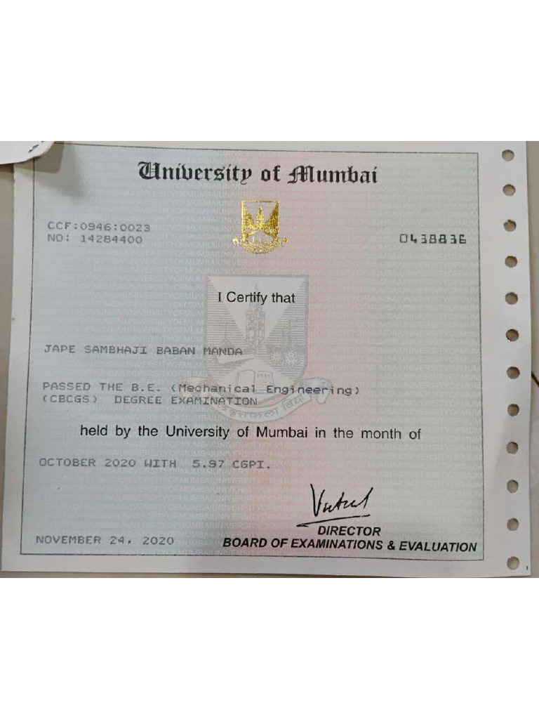 Be 8th Sem Marksheet | PDF
