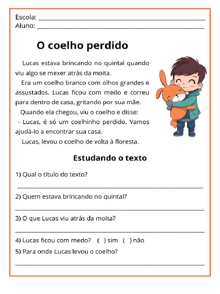 Leitura e Interpretacao de Texto 3o Ano para Imprimir Um | PDF