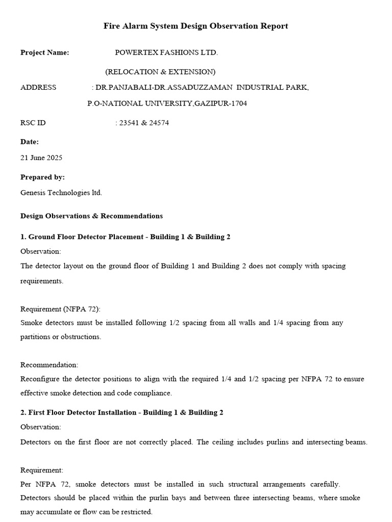 Fire Alarm System Design Review Report | PDF | Building Engineering ...