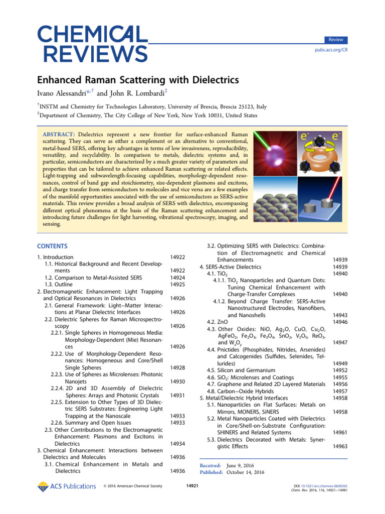 Enhanced Raman Scattering With Dielectrics | PDF | Surface Plasmon ...