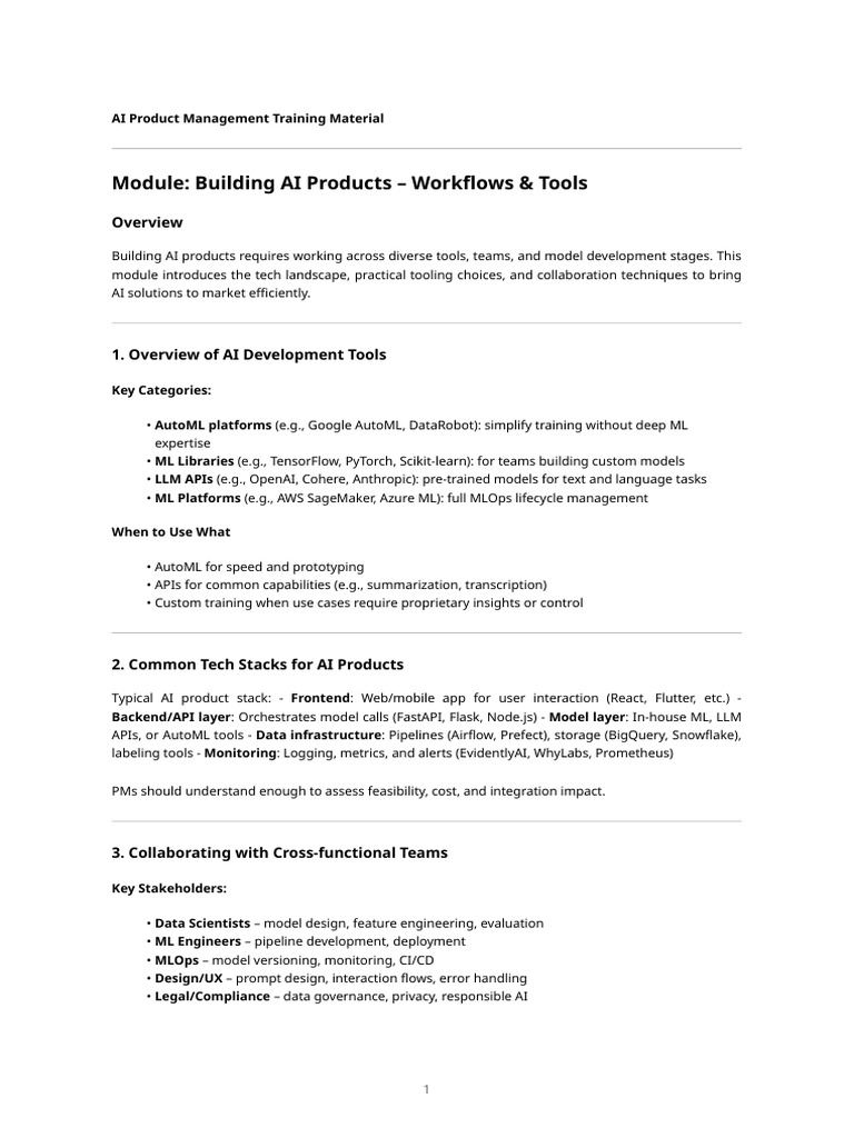 AI Product Management Training Guide | PDF | Artificial Intelligence ...