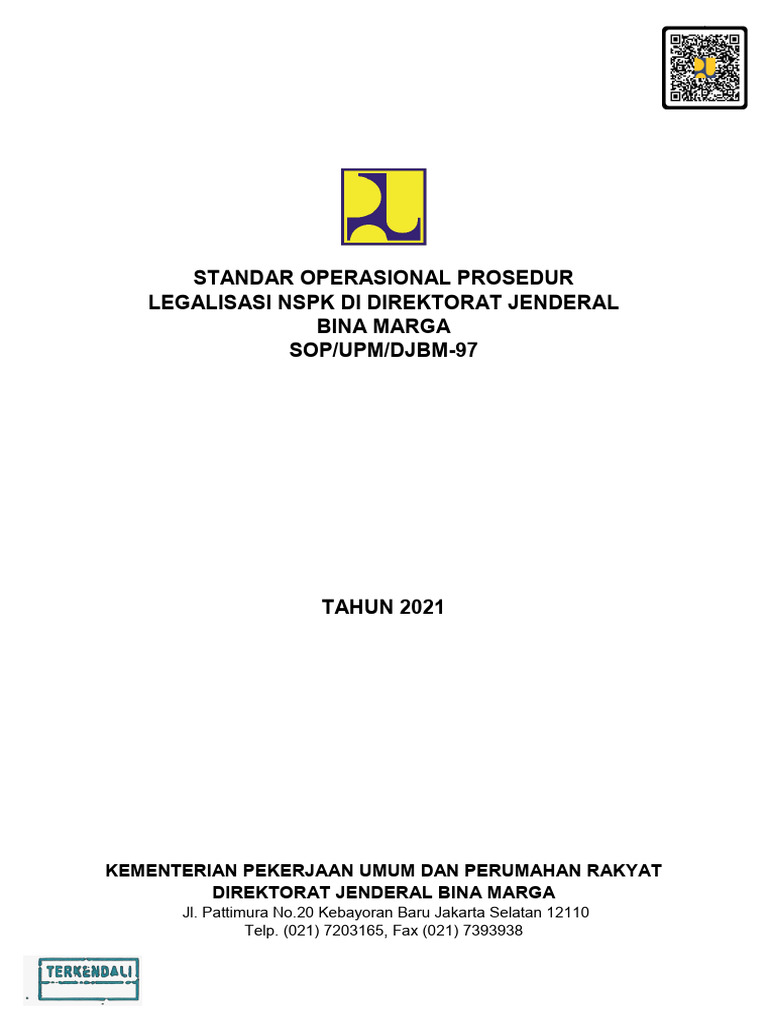 SOP Legalisasi NSPK Bina Marga 2021 | PDF