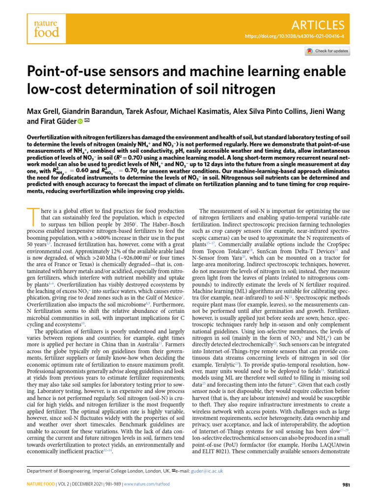 Machine Learning for Soil Nitrogen Prediction | PDF | Fertilizer | Soil
