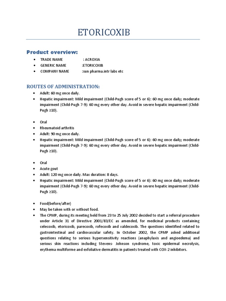 Etoricoxib visual data 2