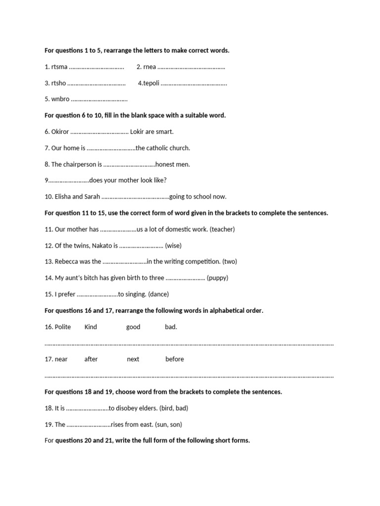 Letter Rearrangement and Sentence Exercises | PDF | Ellipsis | Theft