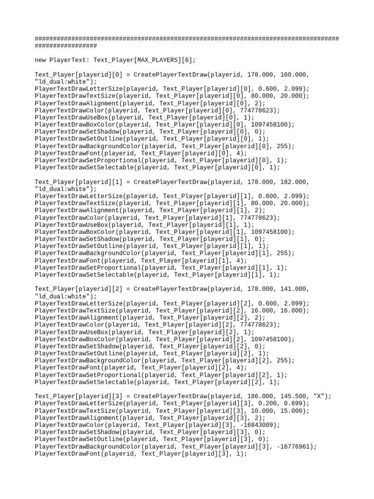Player Text Draw Configuration Guide | PDF