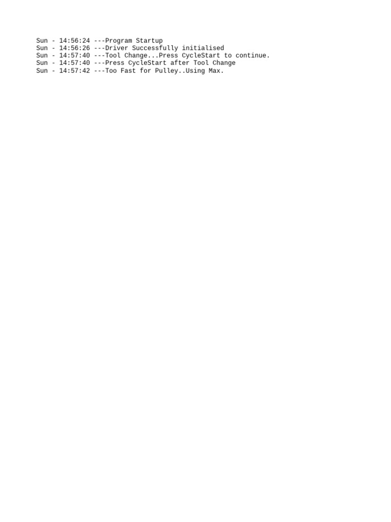 Tool Change and Driver Initialization Log | PDF