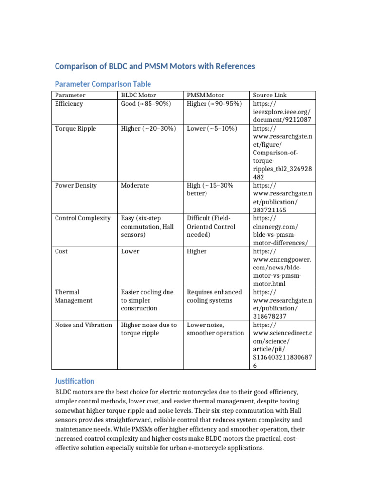 BLDC vs PMSM Motor Efficiency Comparison | PDF | Electrical Engineering ...