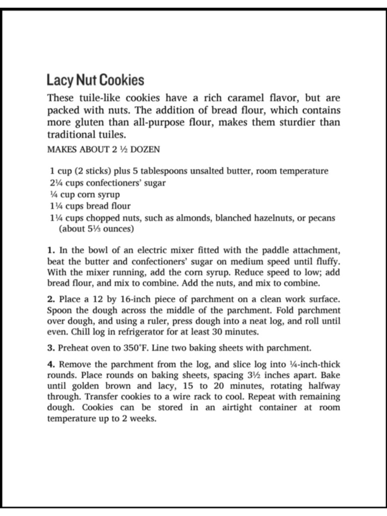 Lacy Nut Cookies Recipe | PDF