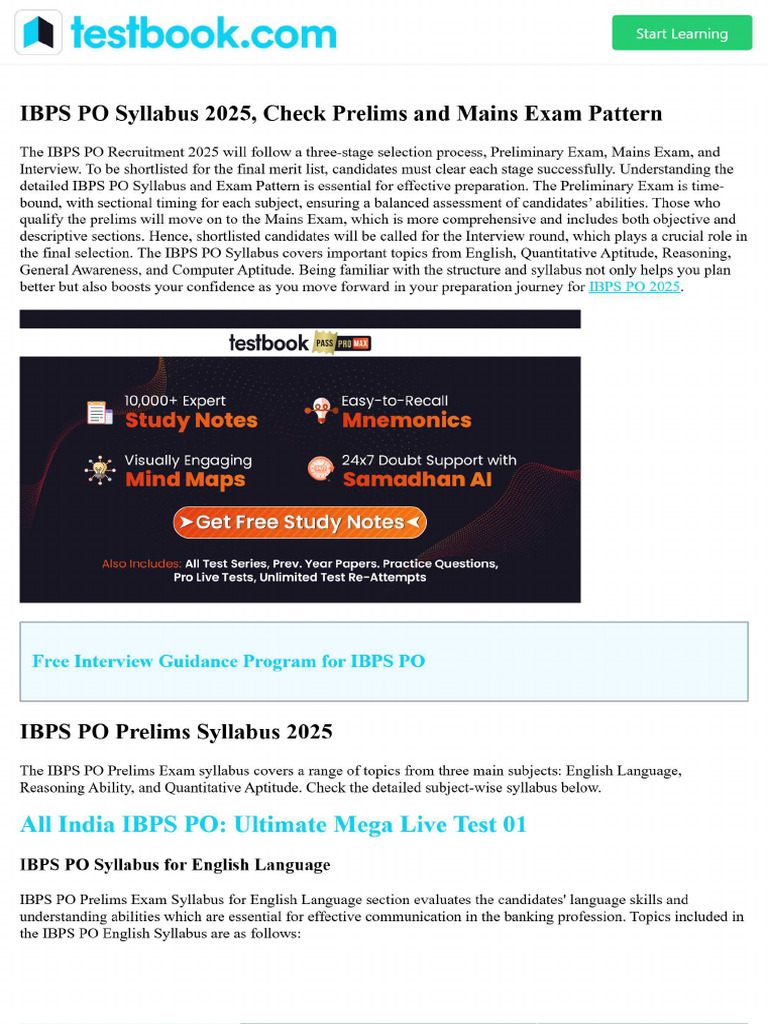 IBPS PO Syllabus 2025, Check Prelims and Mains Exam Pattern | PDF
