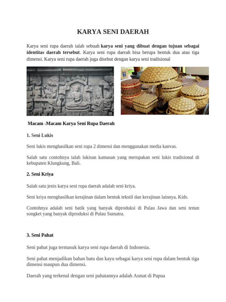 Karya Seni Daerah | PDF