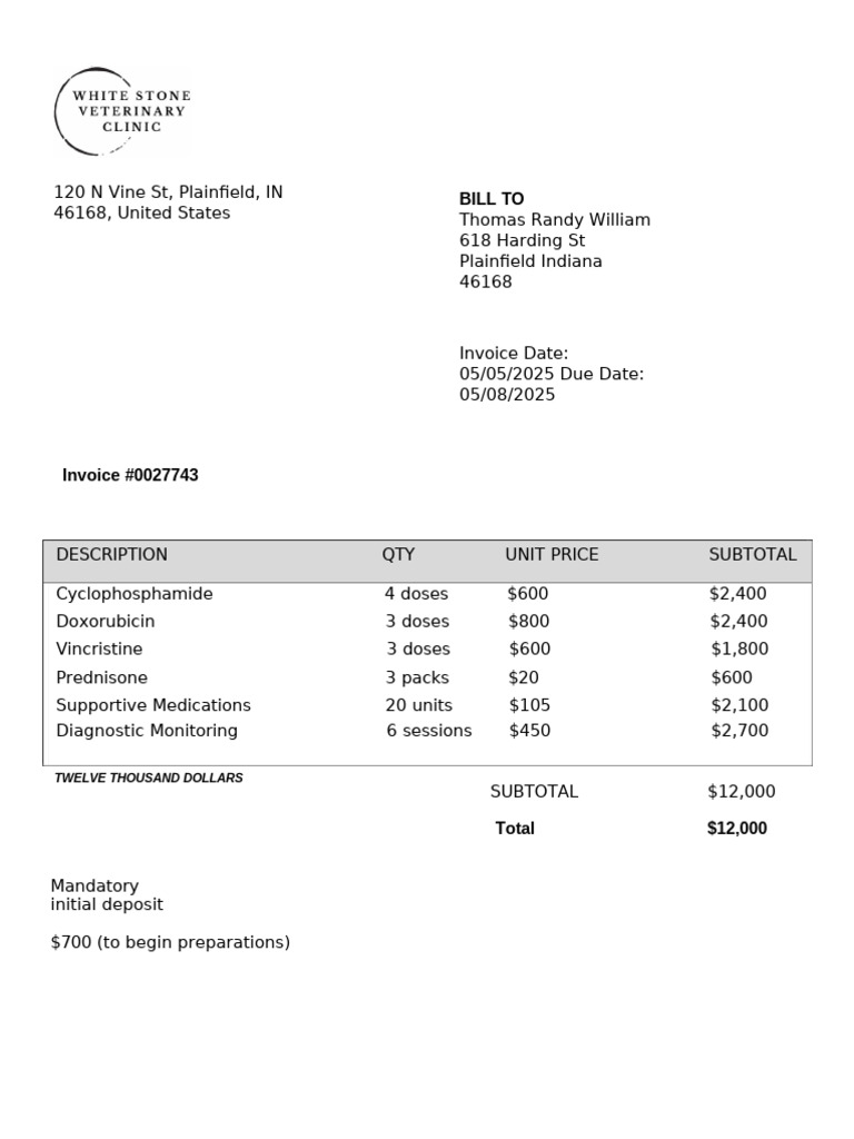 Invoice for Cancer Treatment Medications | PDF