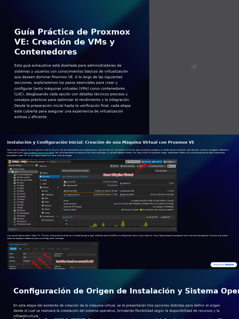 Guía Proxmox VE: Crear VMs y Contenedores | PDF | Máquina virtual ...