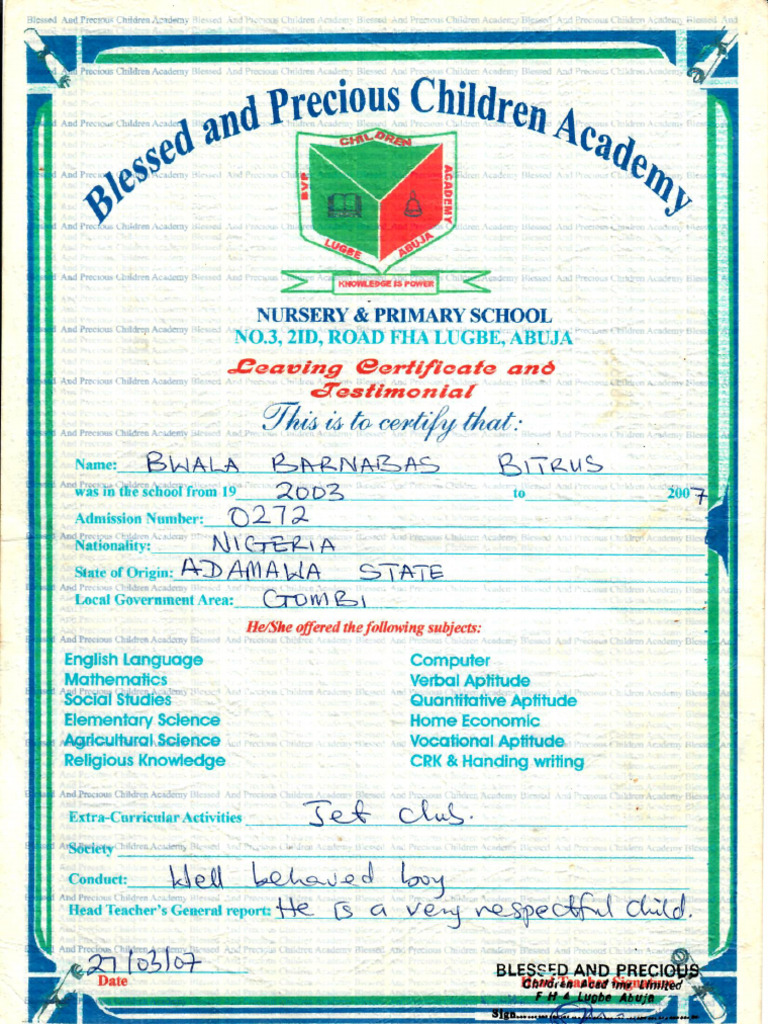 Primary School Cert | PDF