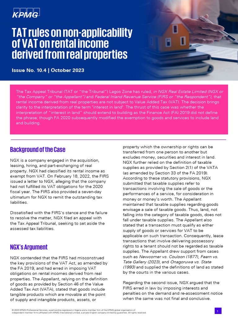 TAT Rules Rental Income Exempt from VAT | PDF | Taxes | Value Added Tax