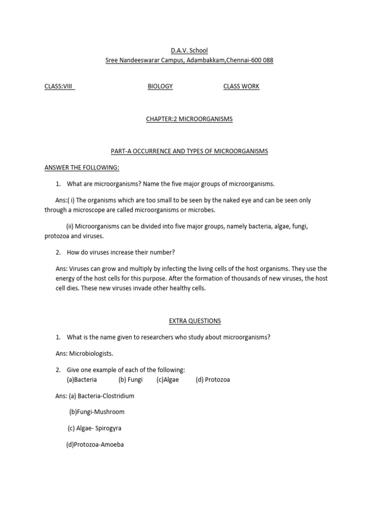 Class 8 Bio MicroOrganisms Part A 1627142321 | PDF