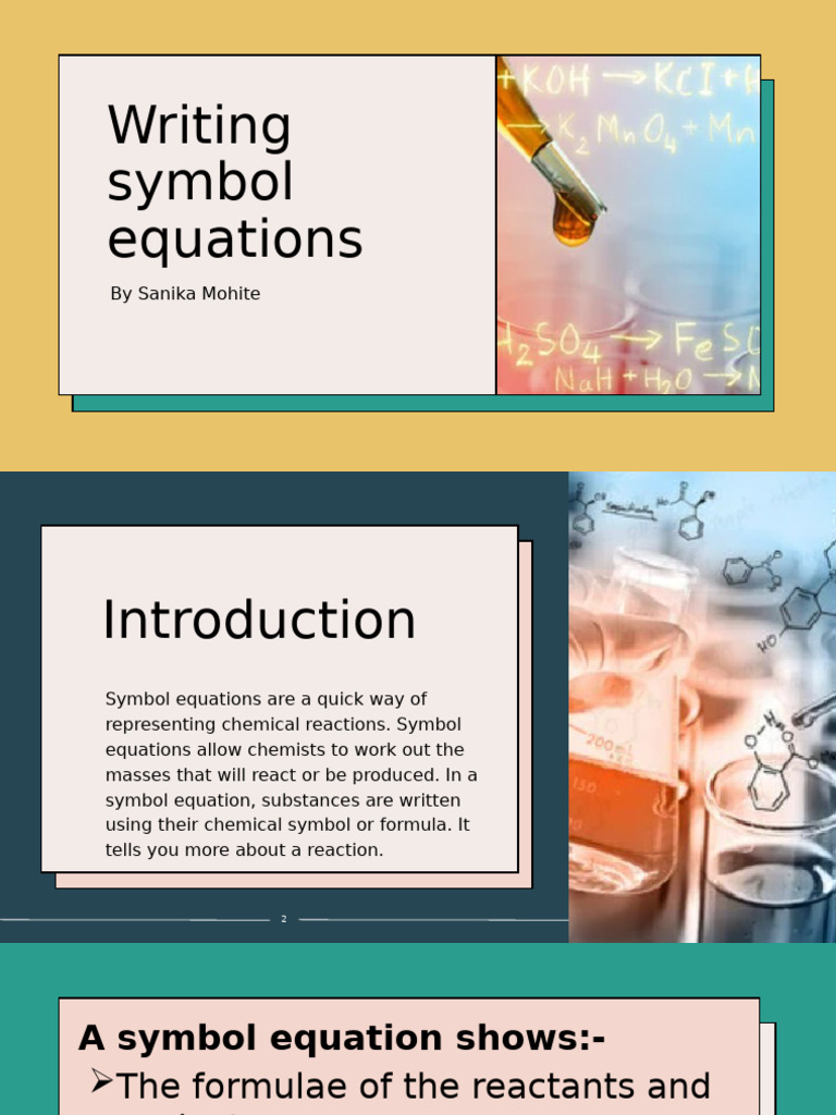 Writing Symbol Equations in Chemistry | PDF | Chemistry | Physical Sciences