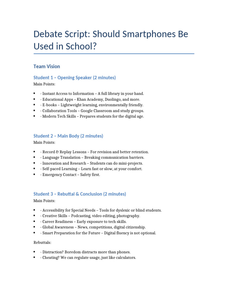 Debate: Smartphones in Schools | PDF