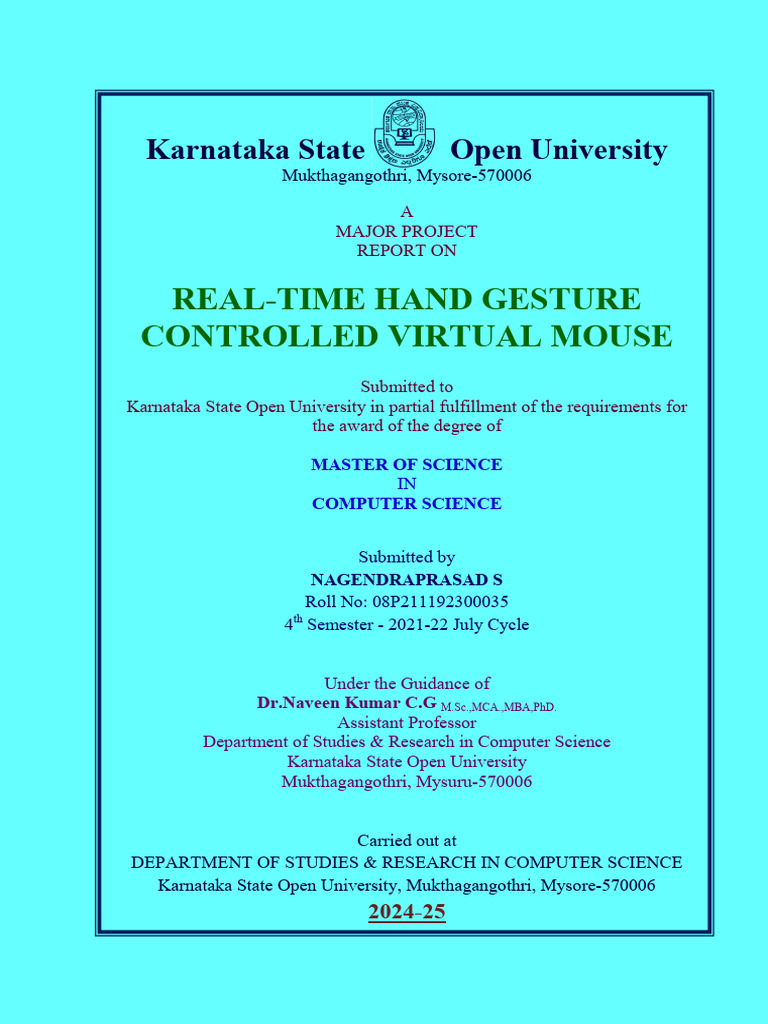 Real-Time Hand Gesture Virtual Mouse | PDF