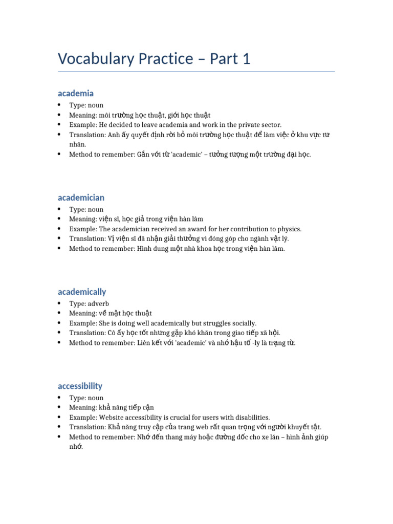Vocabulary Part 1 | PDF