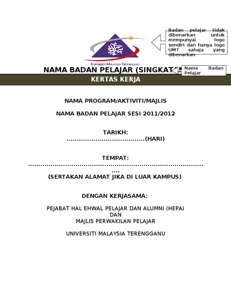 Format Kertas Kerja Aktiviti Pelajar Hepa 2011 Pdf