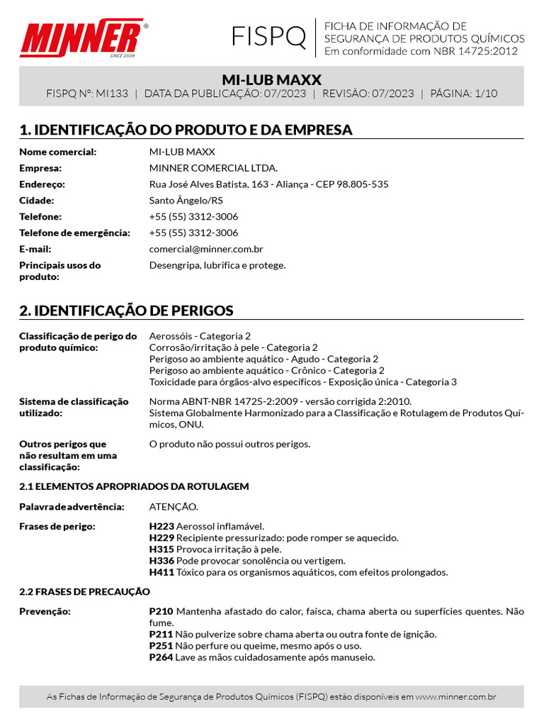 Minner Fispq Mi133 Mi Lub Maxx 1 | PDF | Combustão | Toxicidade