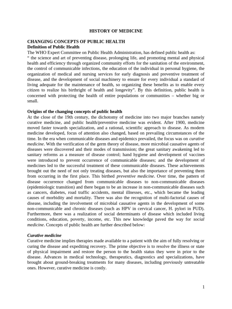 Evolution of Public Health Concepts | PDF | Millennium Development ...