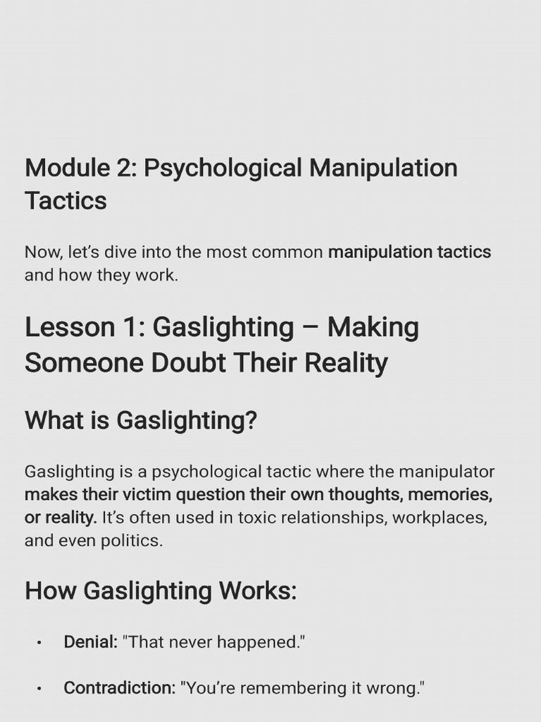 Psychological Manipulation Tactics - 250401 - 115834 | PDF
