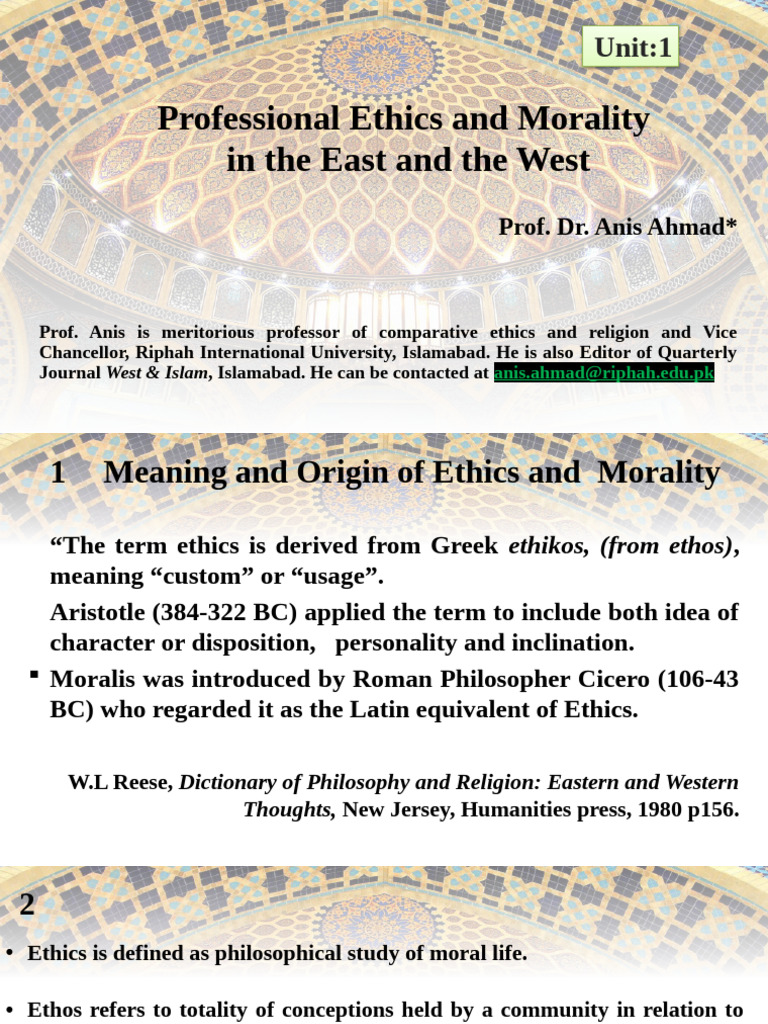 1-Professional Ethics and Morality in The East and - PPTX (2024) | PDF ...