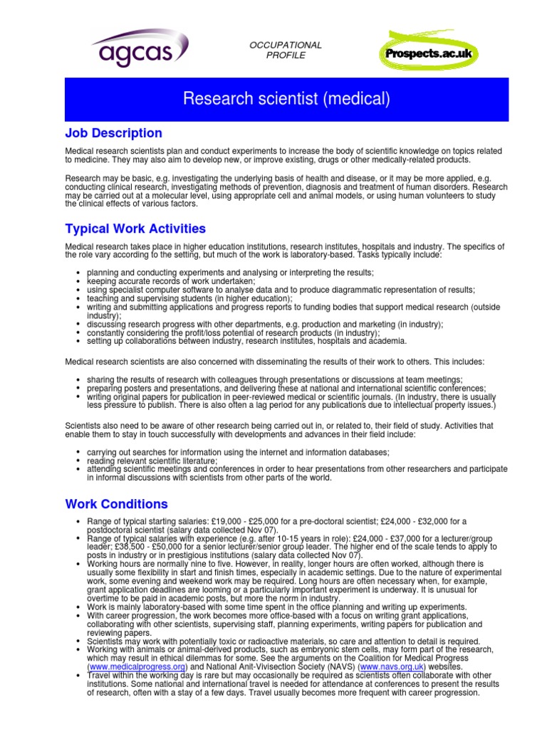 science research job description