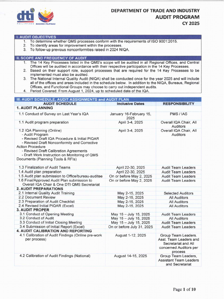 CY 2025 Audit Program | PDF
