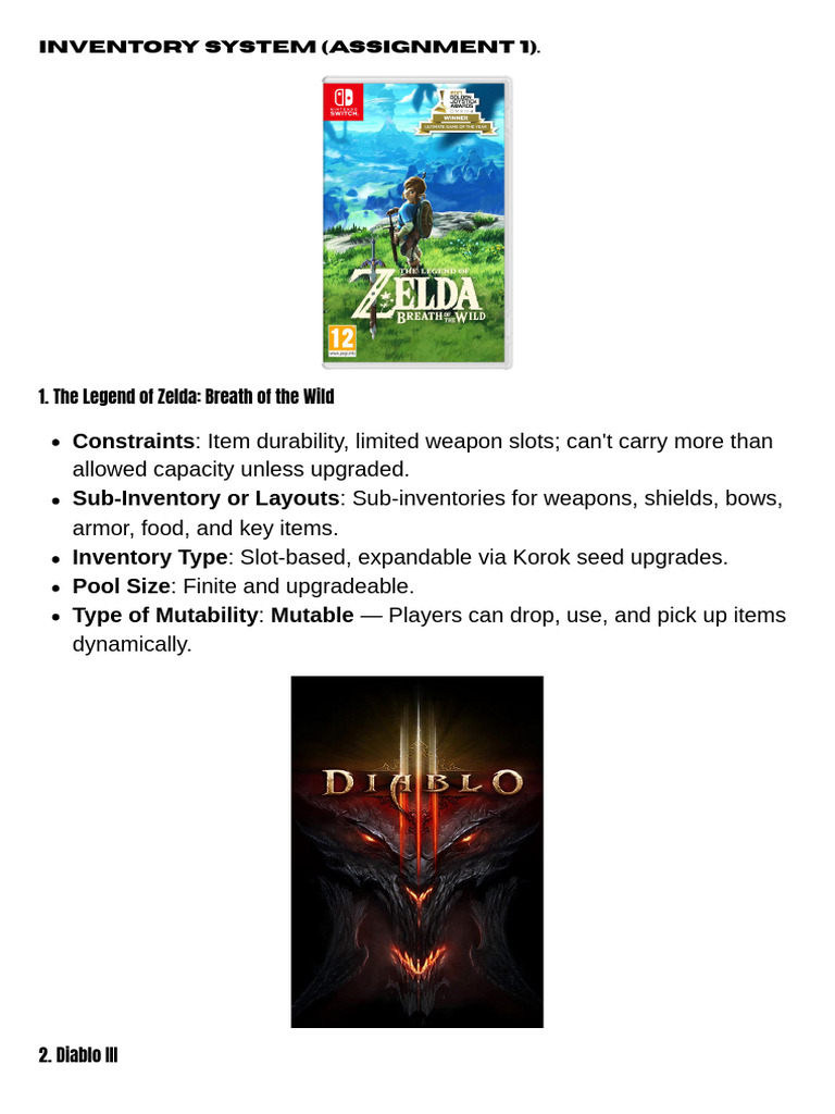 Game Inventory Systems Overview | PDF