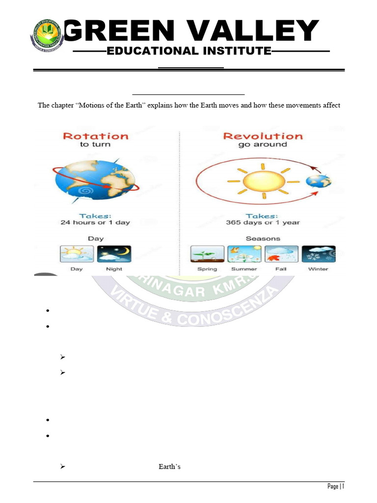 Earth's Motions: Rotation & Revolution | PDF | Earth | Equator