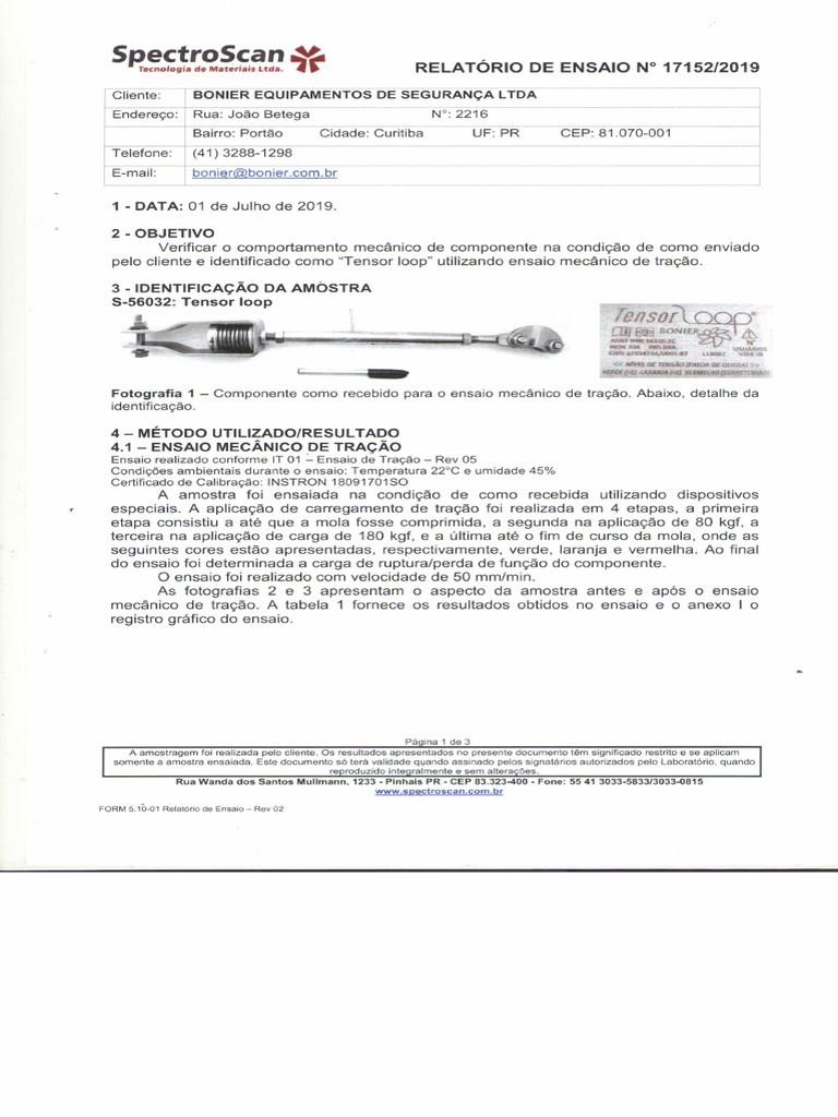 Ensaio Tensionador 17152.2019 | PDF