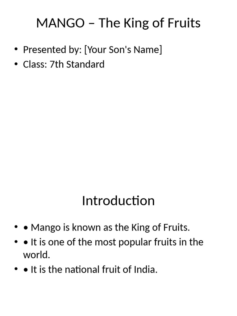 Mango Presentation For School | PDF