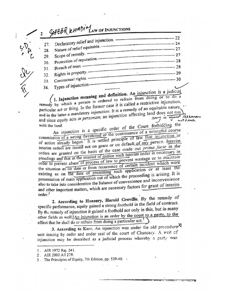 Injunctions - CPC Notes | PDF
